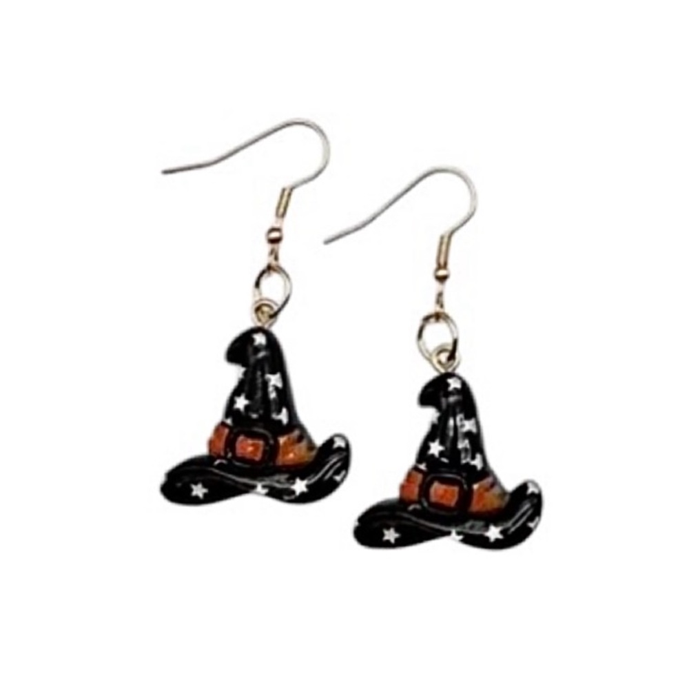 Black Halloween Witch Hat Earrings